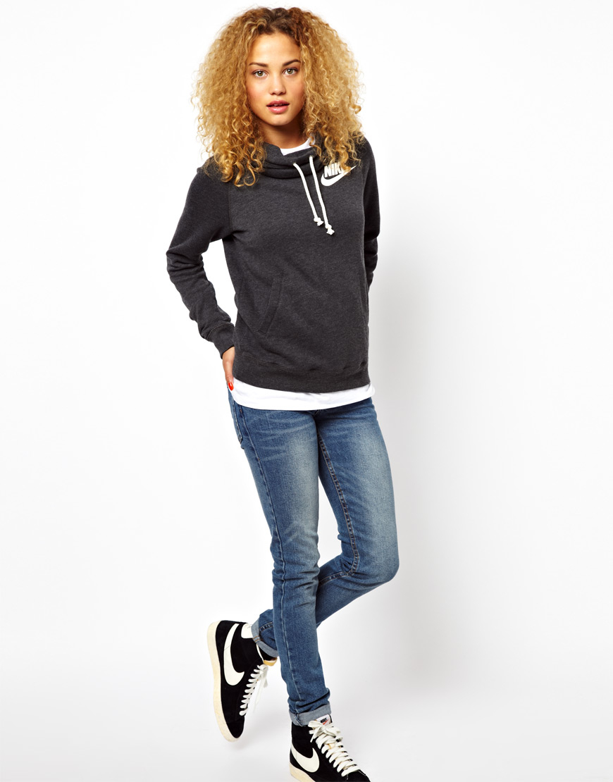 black nike cowl neck hoodie