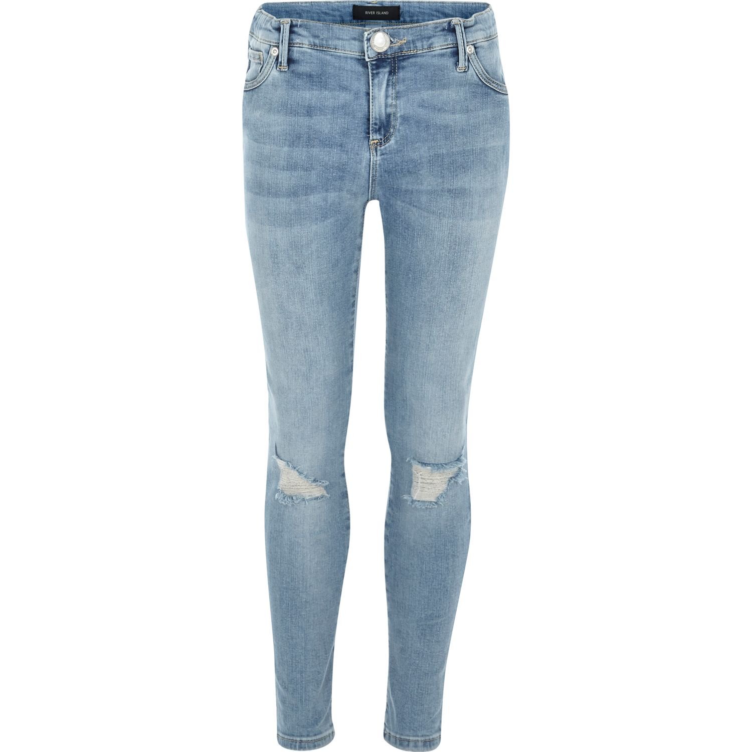 River Island | Blue Girls Light Wash Ripped Jeans | Lyst
