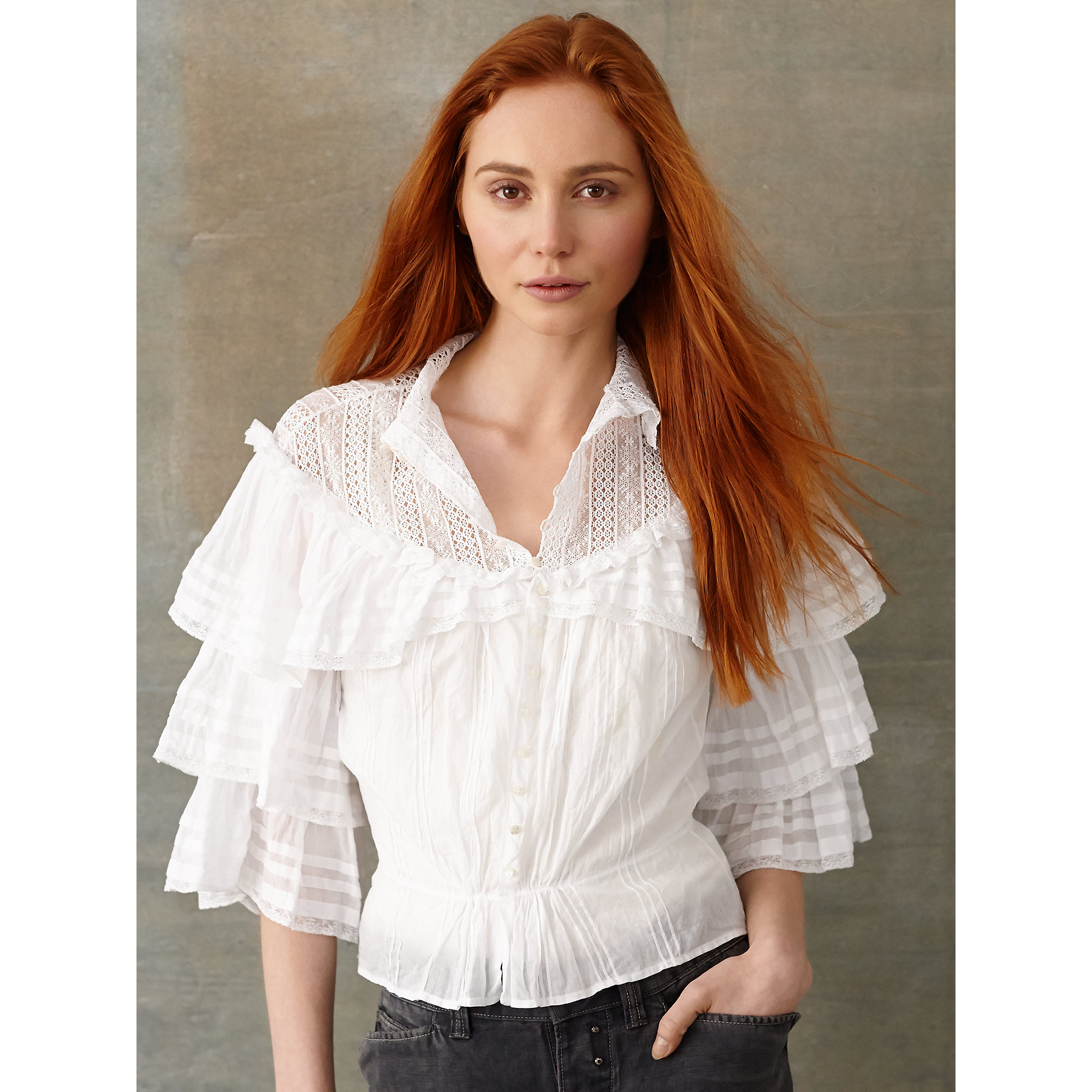 ralph cotton voile miya blouse in white lyst ralph cotton voile miya blouse in white lyst