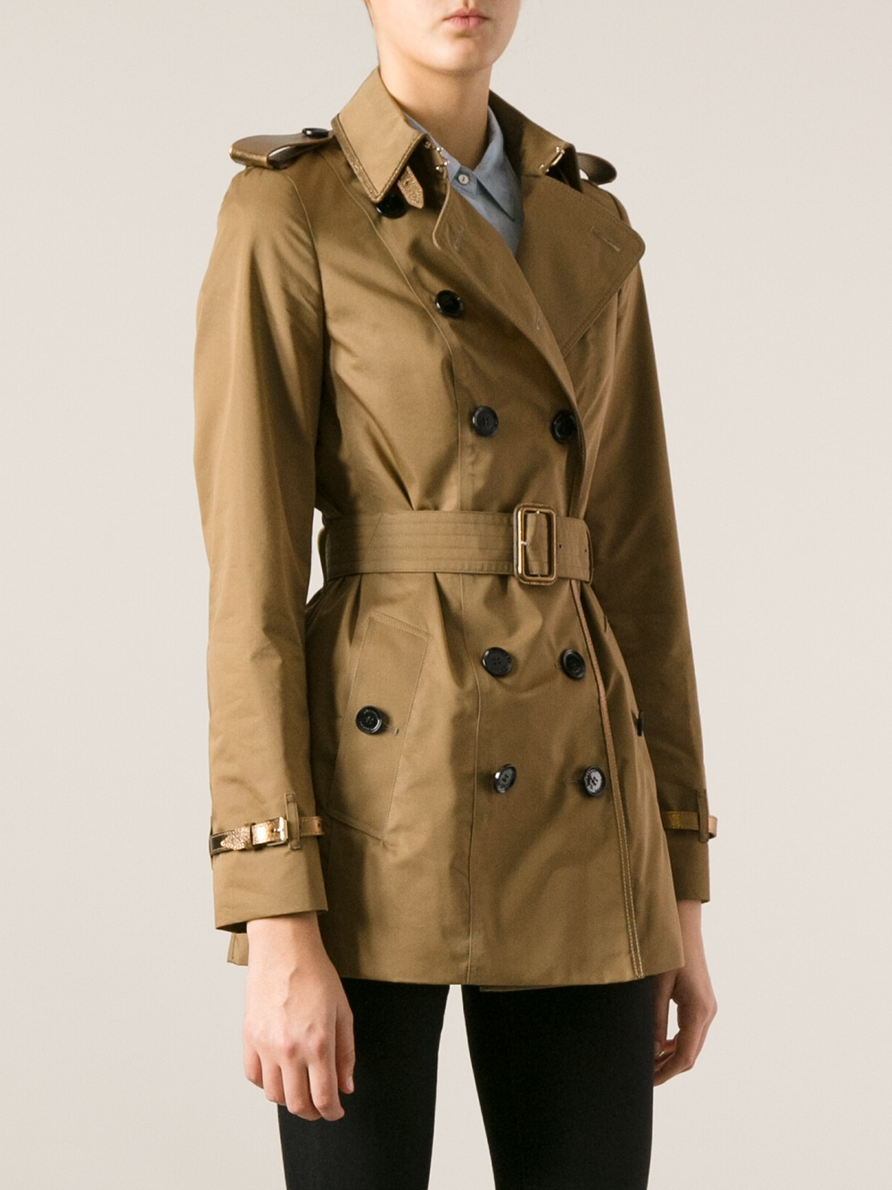 Burberry Gold Detail Trench Coat in Natural - Lyst