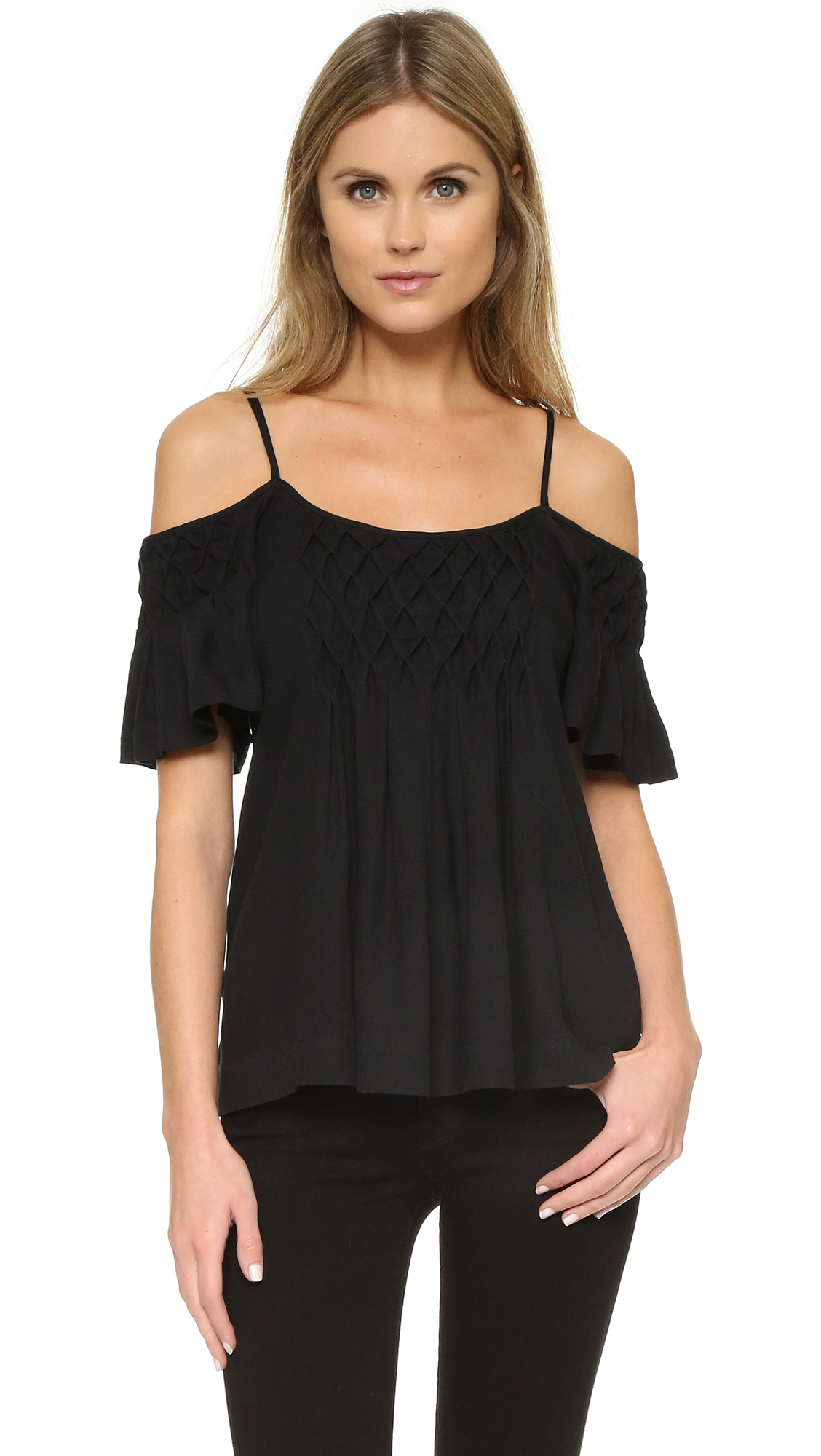 Lyst - Ella Moss Stella Cold Shoulder Blouse in Black