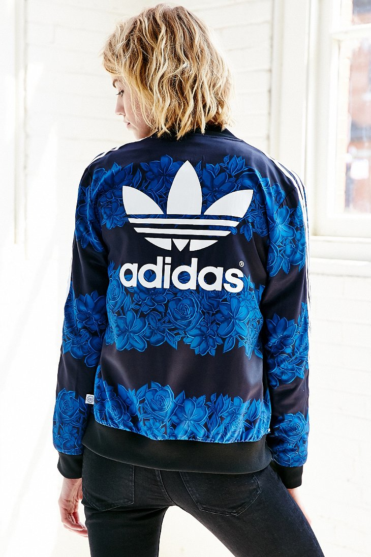 Lyst - Adidas Blue Floral Track Jacket in Blue