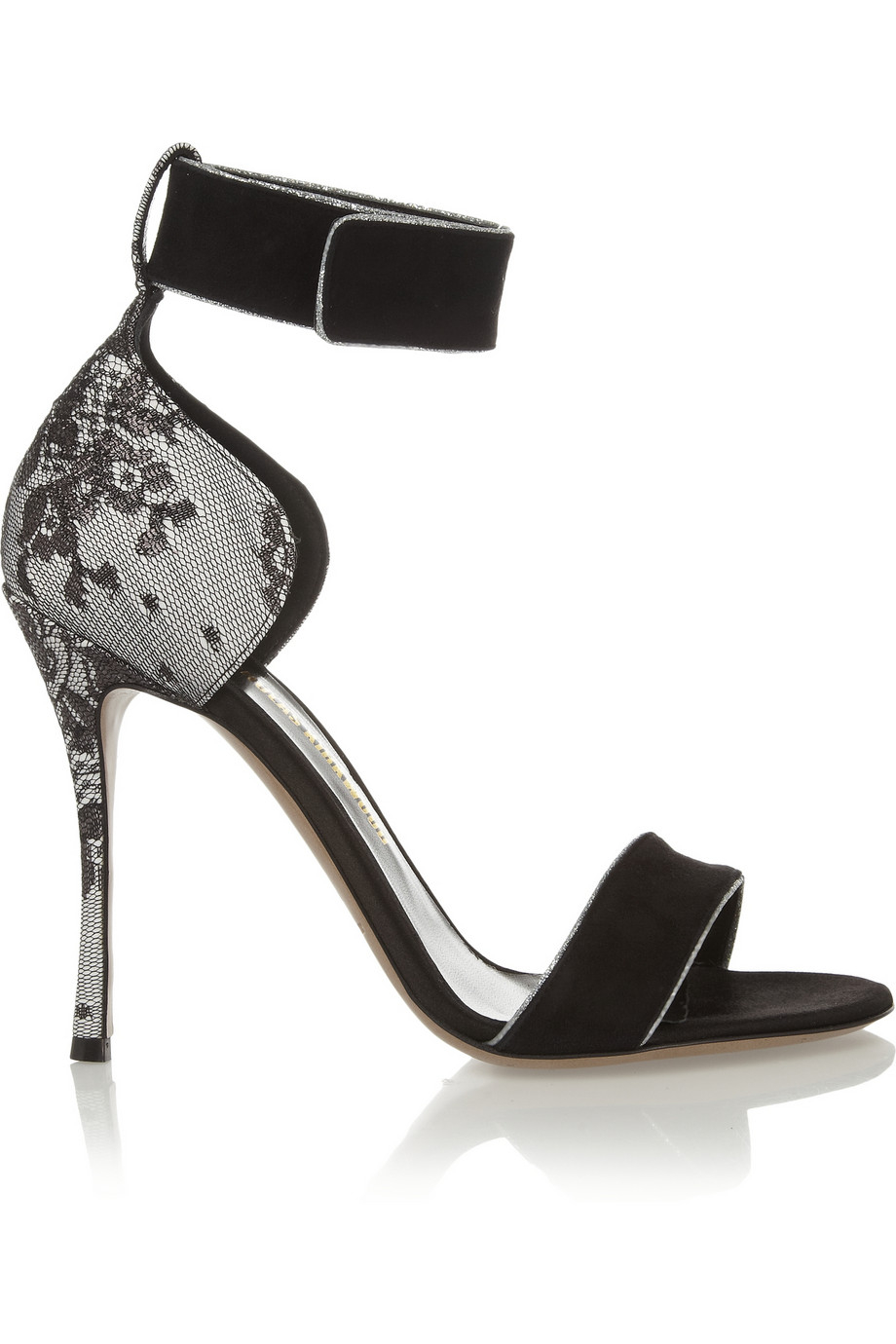 Lyst - Nicholas Kirkwood Suede, Lace And Satin Sandals in Black