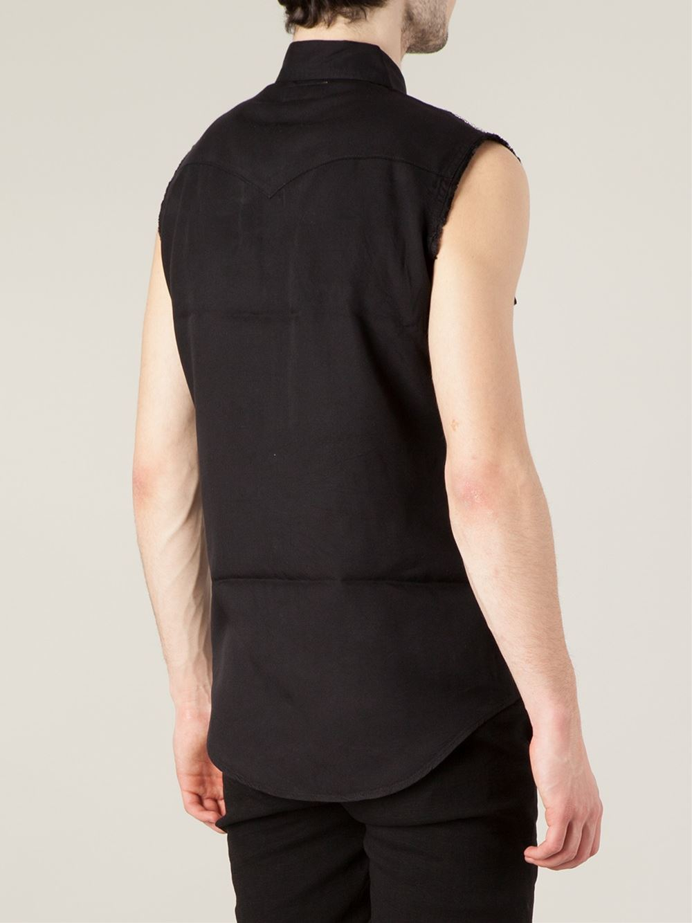Saint laurent Sleeveless Western Shirt in Black for Men Lyst