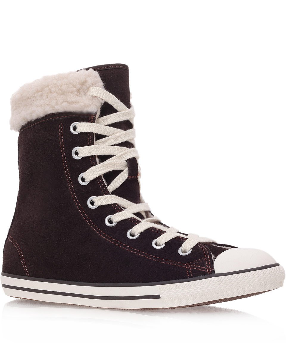 Lyst - Converse Brown Chuck Taylor Dainty Shearling Hi Top Trainers in Brown