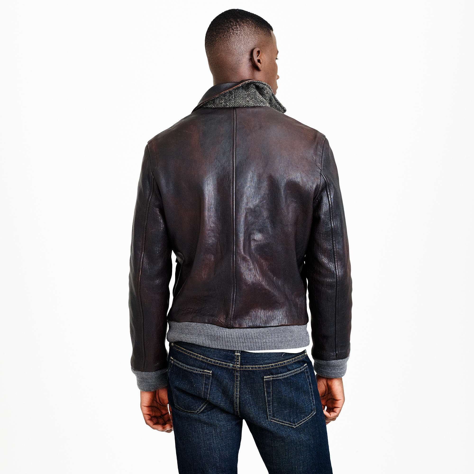 Lyst J Crew Leather Flight Jacket In Brown For Men Gallery