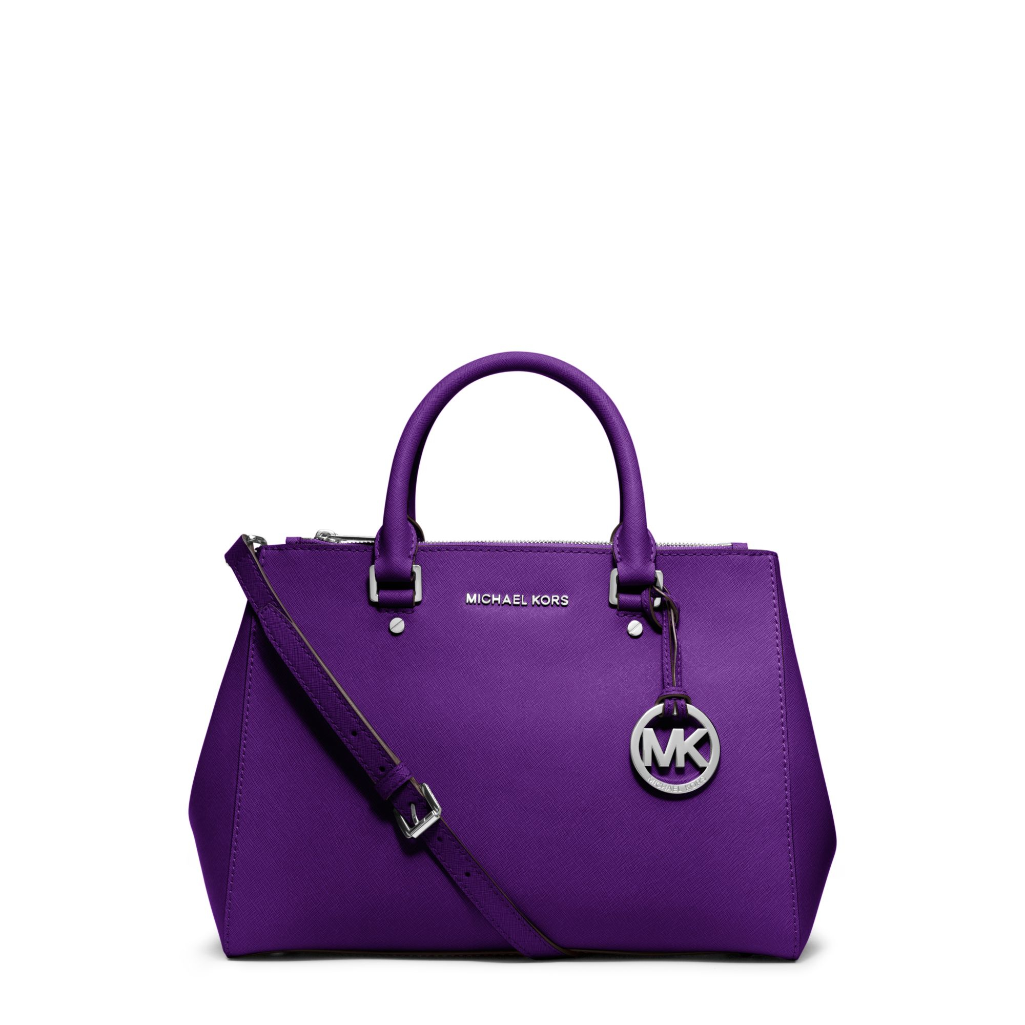 Michael kors Sutton Saffiano Leather Medium Satchel in Purple | Lyst