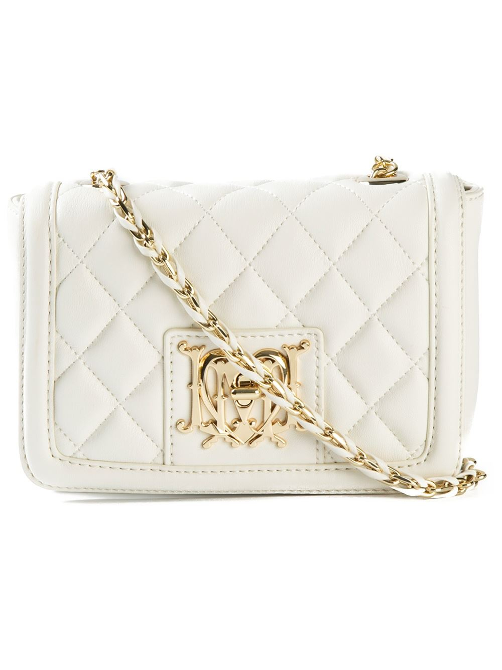 Lyst Love Moschino Quilted Leather Cross Body Bag In White Gallery