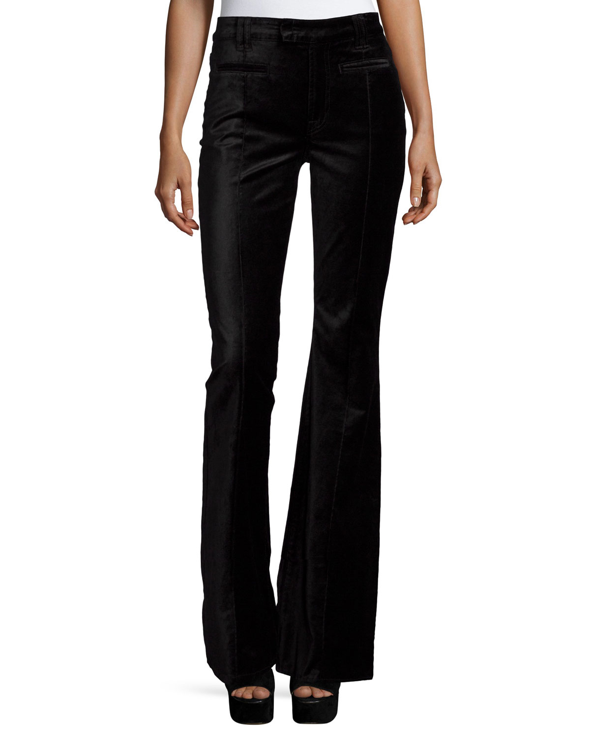 Lyst - 7 For All Mankind The Pintuck Flare-leg Trousers in Black