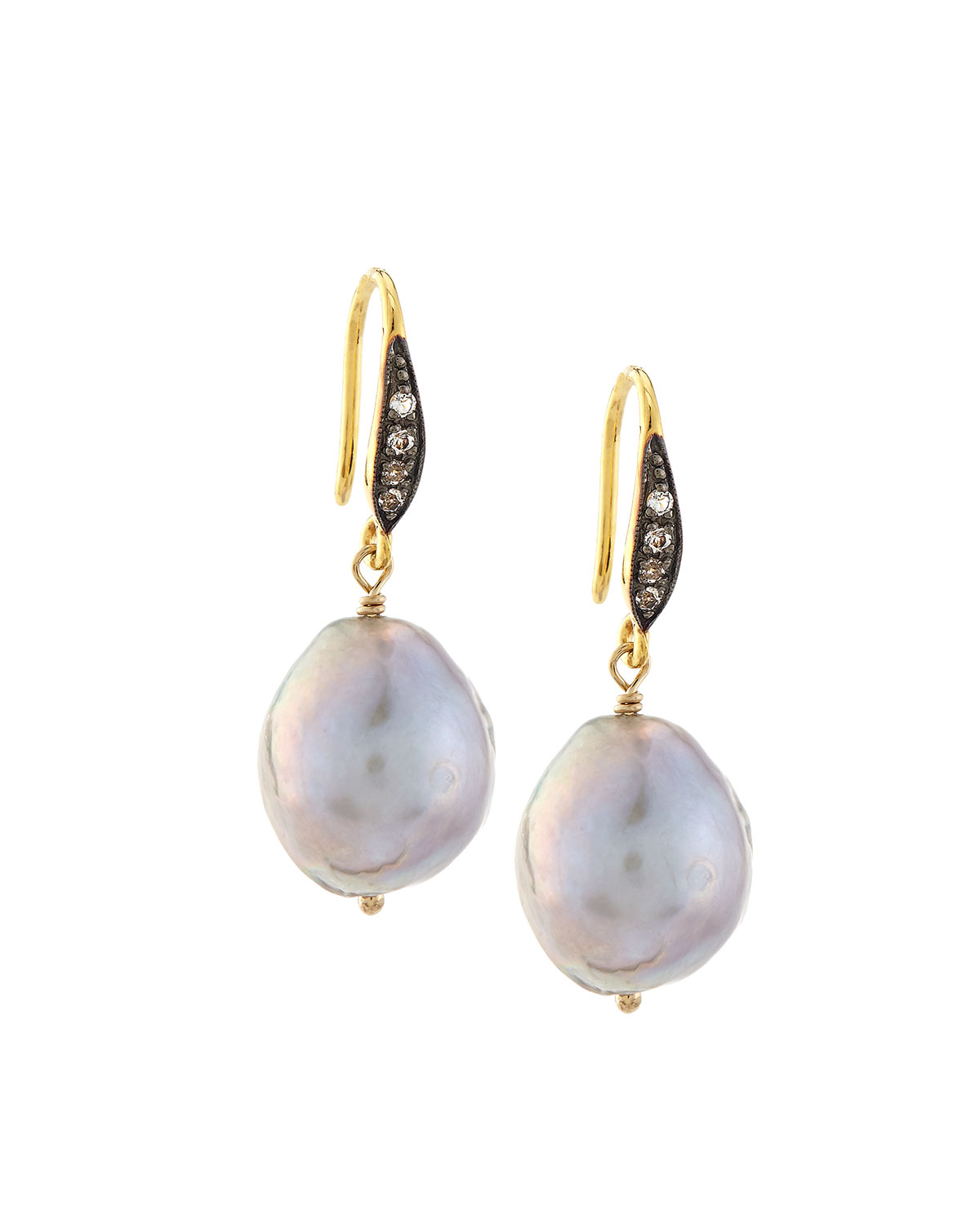 Lyst - Margo Morrison Gray Baroque Pearl & White Sapphire Drop Earrings ...