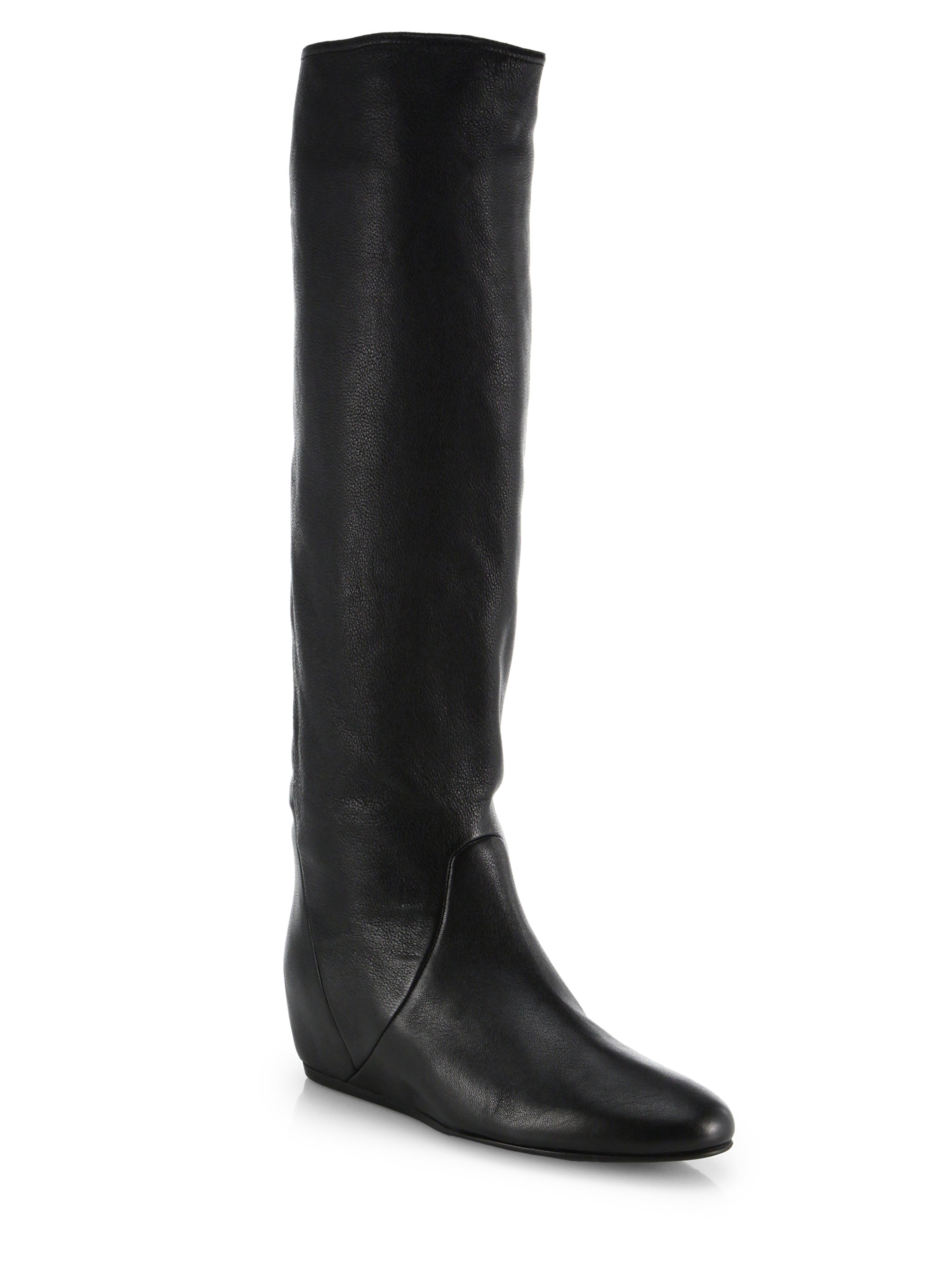 black hidden wedge boots