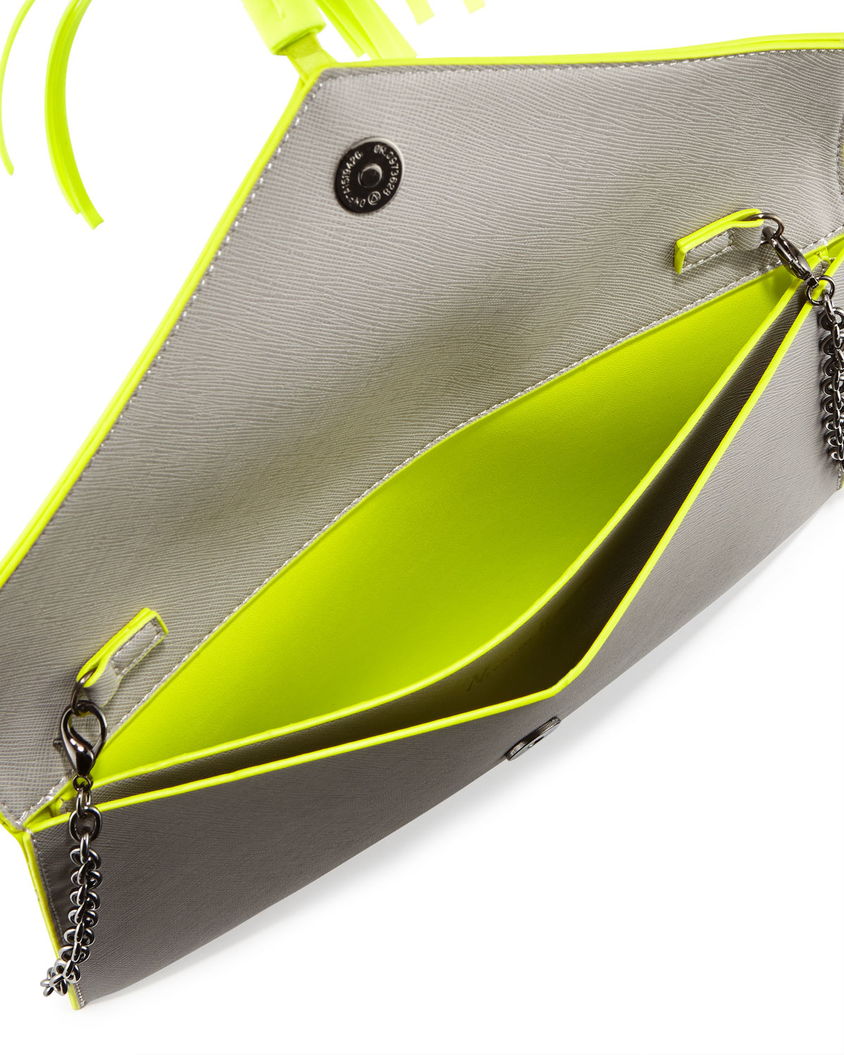 Lyst Neiman Marcus Neon Contrast Envelope Clutch Bag In Gray Gallery