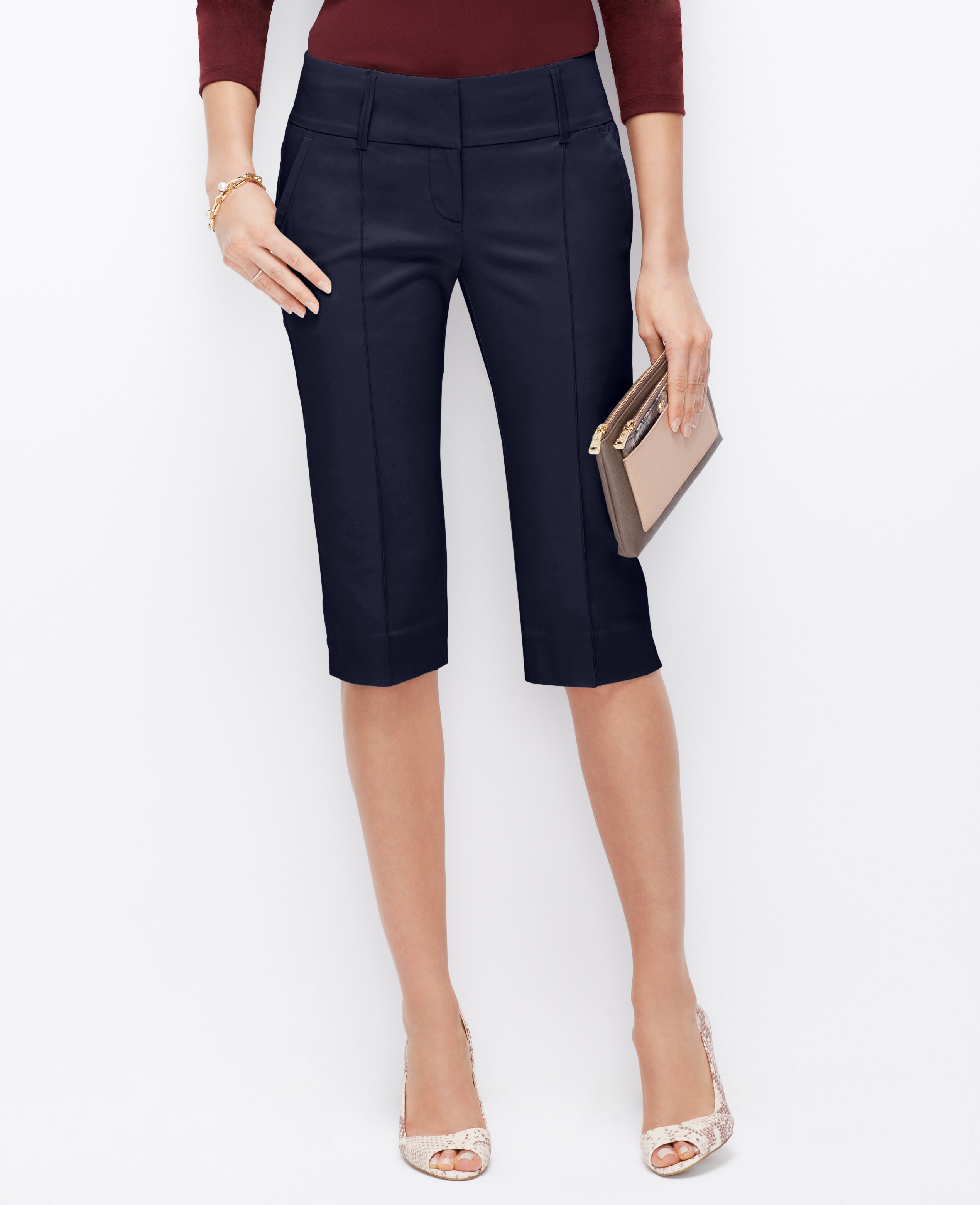 Ann taylor Pintucked Pedal Pushers in Blue | Lyst