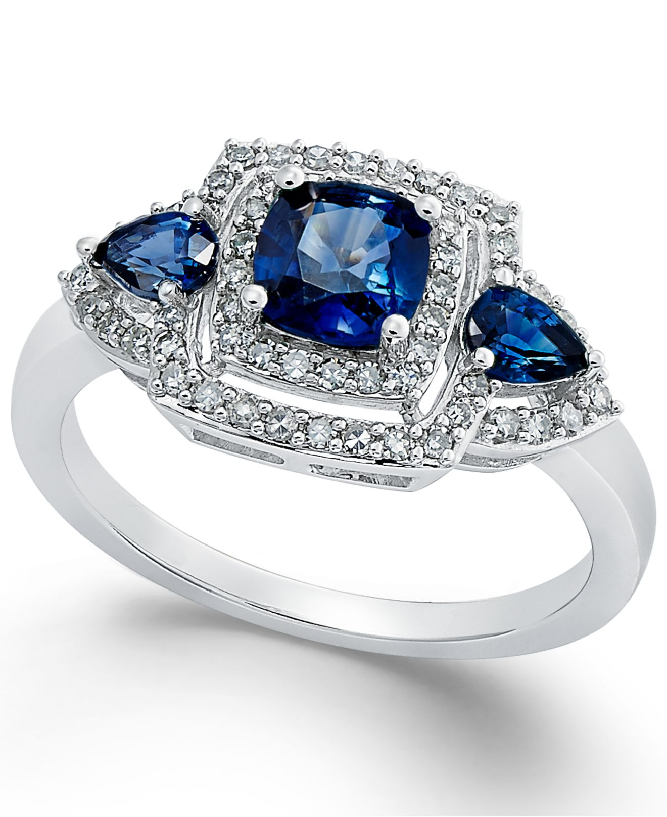 Macy's Sapphire (9/10 Ct. T.w.) And Diamond (1/3 Ct. T.w.) Ring In 14k