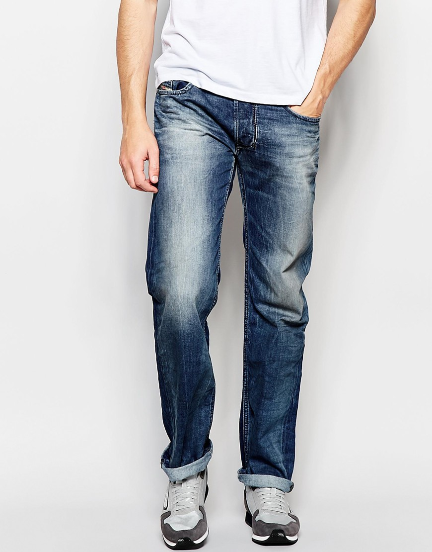 Lyst - Diesel Jeans Larkee 849a Straight Fit Mid Vintage Wash in Blue ...