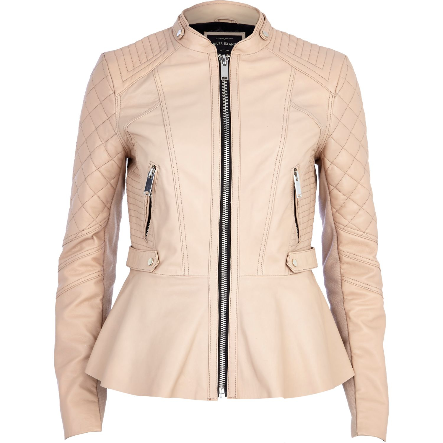 River Island Leather Peplum Jacket In Pink Lyst Gallery