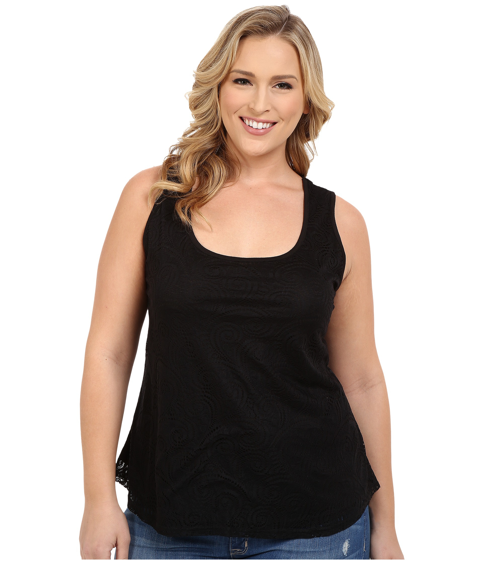 Lyst Roper Plus Size 0222 All Over Lace Tank Top W/ Lining in Black