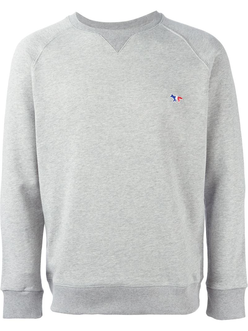 Maison Kitsuné Round Neck Sweatshirt in Gray for Men (GREY) | Lyst