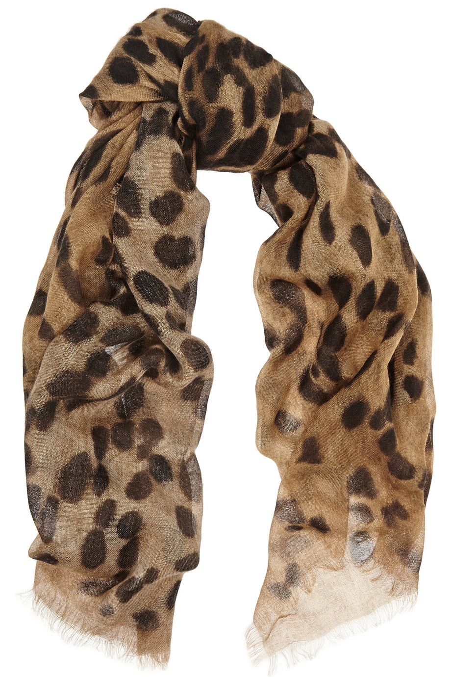 Lyst Alexander Mcqueen Leopard Print Cashmere And Silk Blend Scarf In Brown