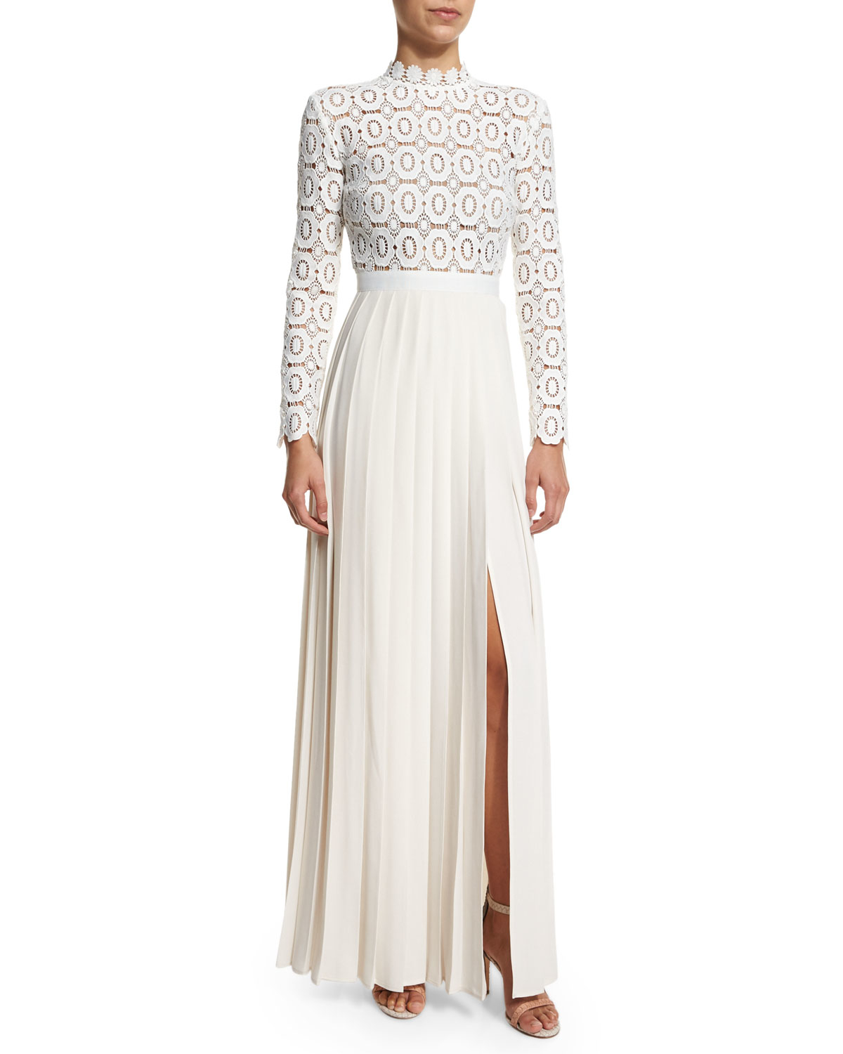 Lyst Self Portrait Lace and Crepe  Blend Gown in White