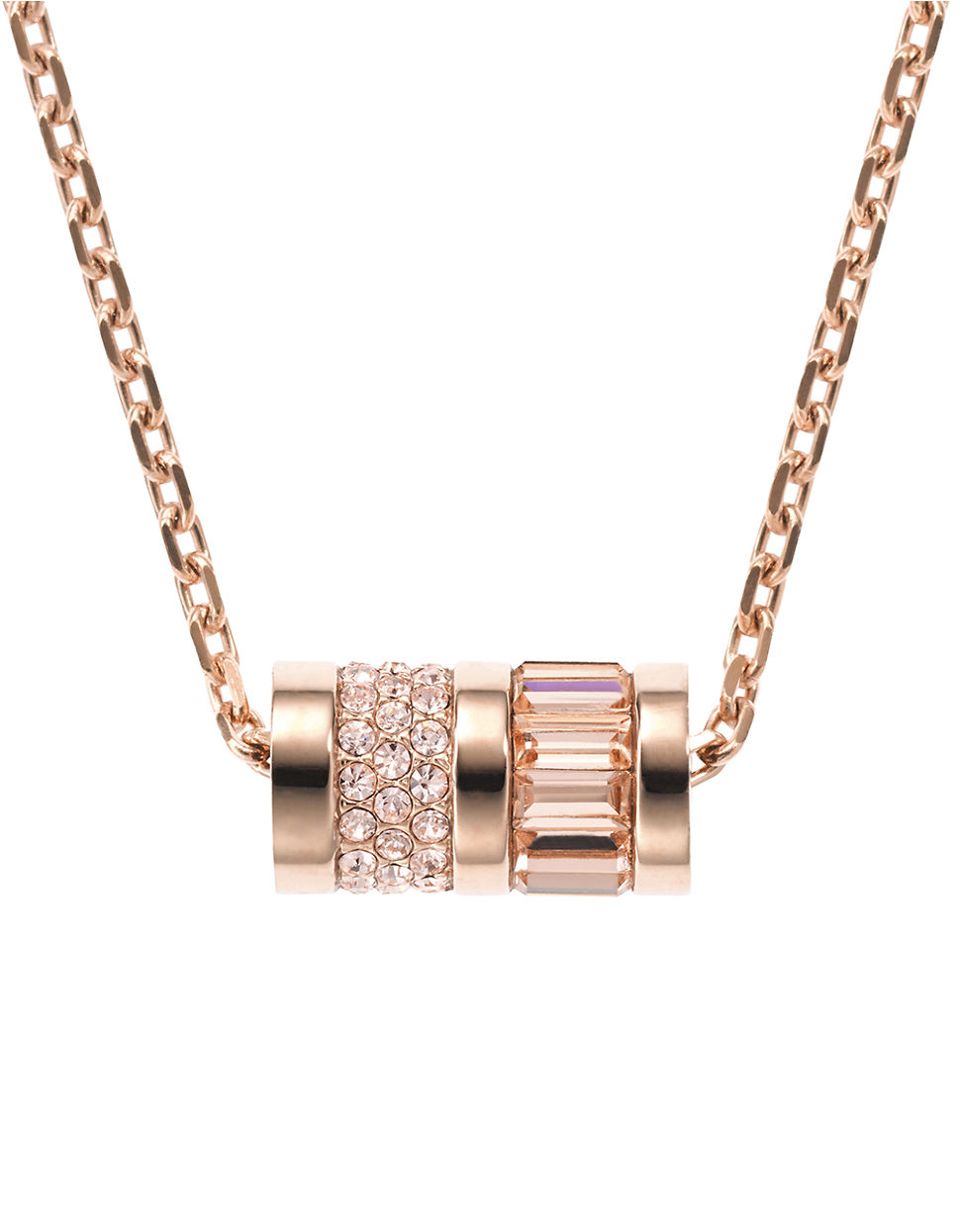 Michael Kors Rosegold Tone Pave Barrel Pendant Necklace in Pink (ROSE ...