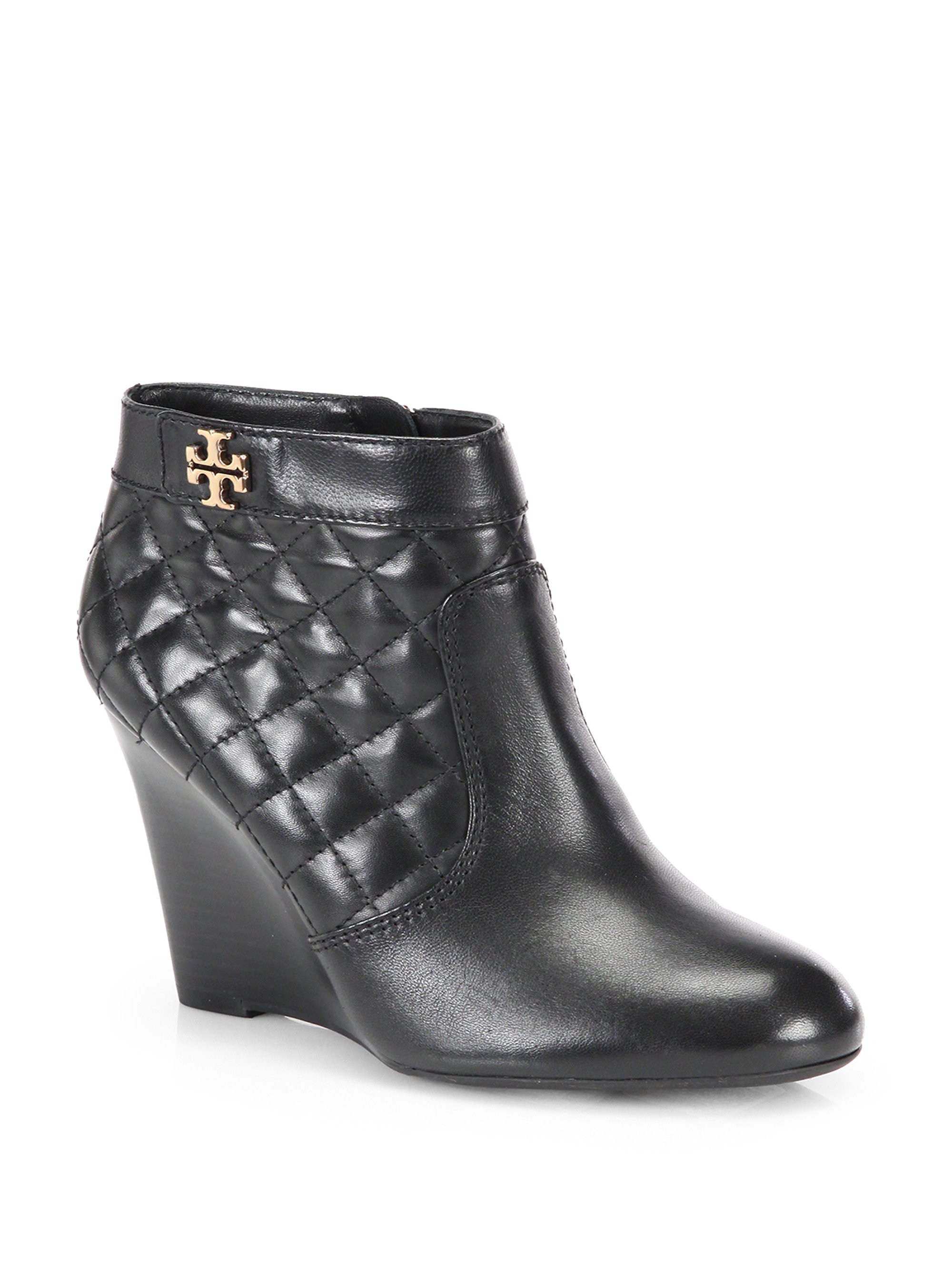 tory burch black patent leather wedge