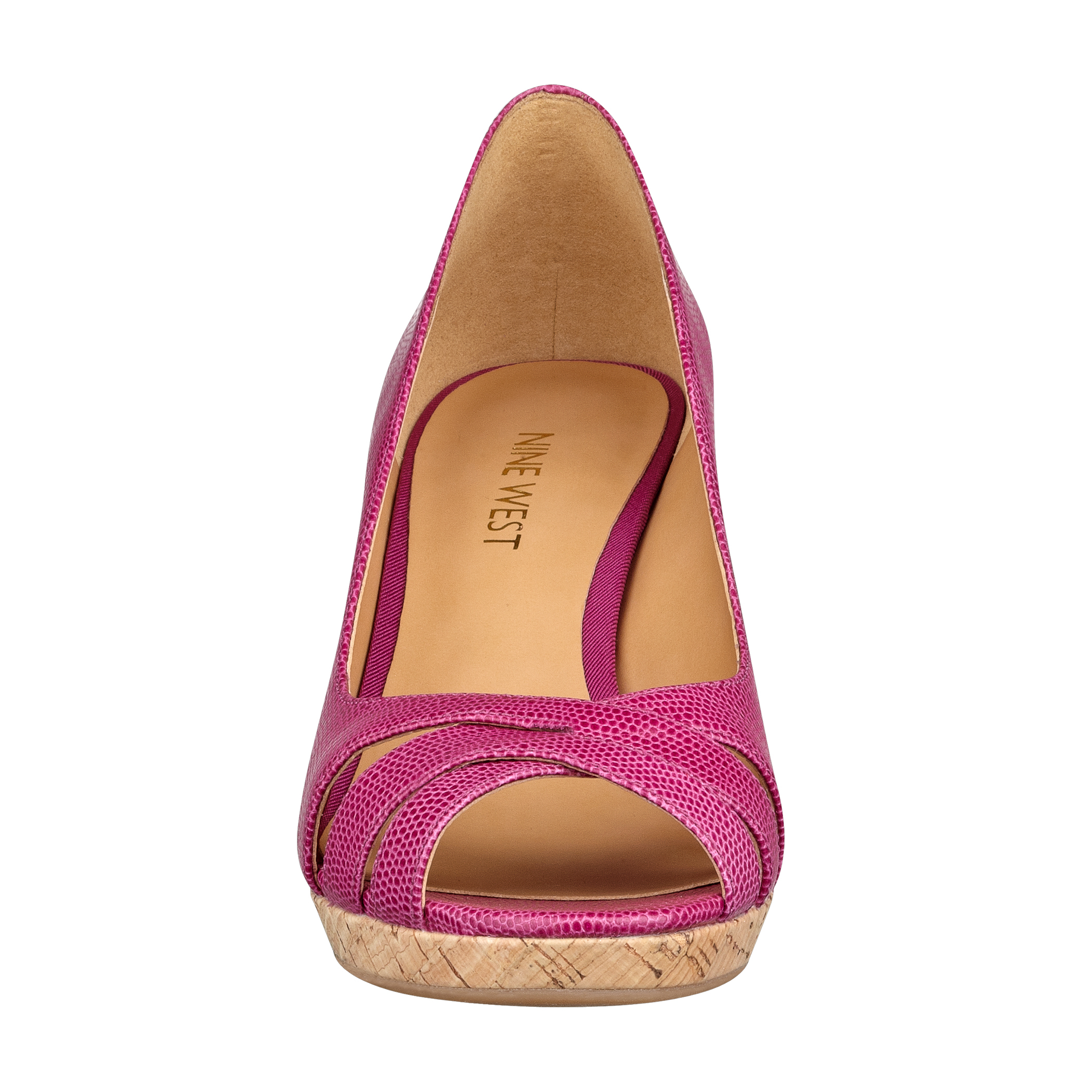 Nine west Jelica Peep Toe Wedge in Pink | Lyst