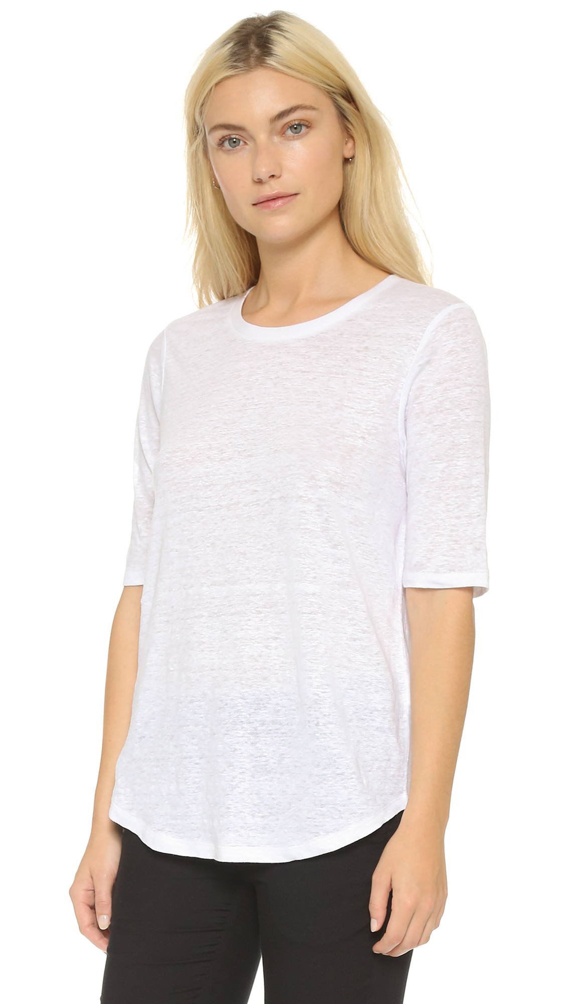 Lyst - Vince Elbow Sleeve Tee - Optic White in White
