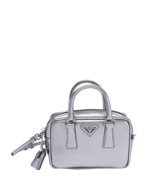 cheap replica prada handbags - Prada Silver Saffiano Leather Mini Convertible Top Handle Bag in ...