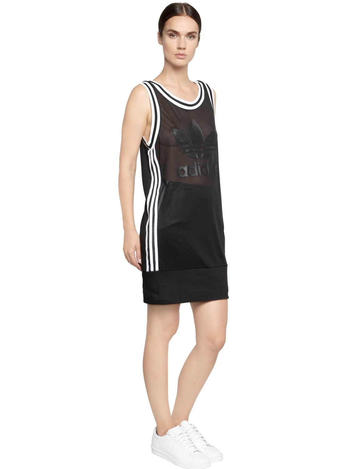 Lyst - Adidas Originals Basketball Mesh Tank Dress in Black