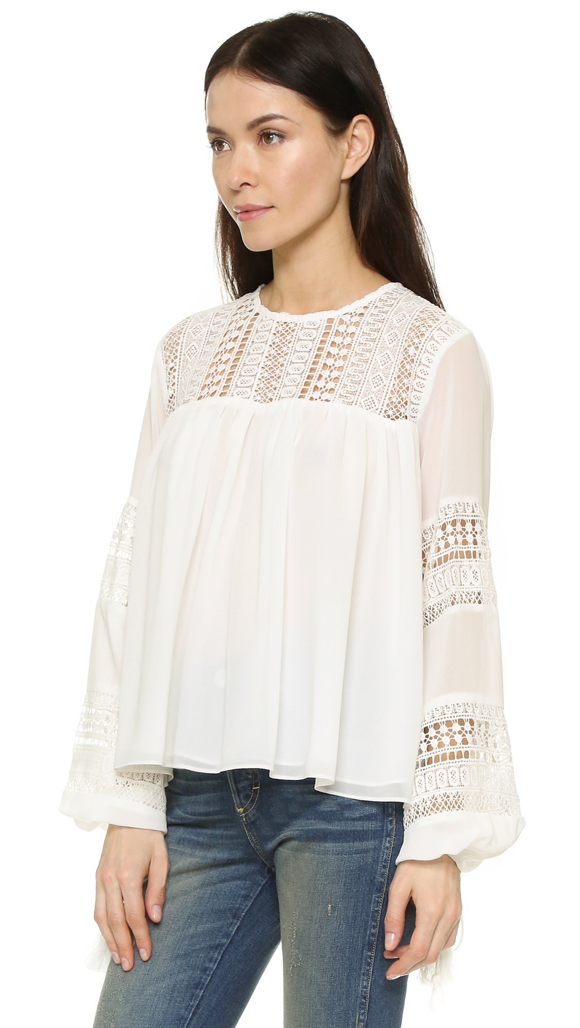 factory lace tassel blouse in white lyst factory lace tassel blouse in white lyst