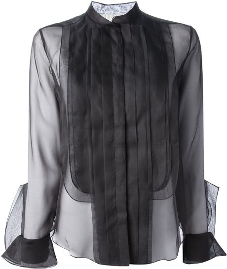 Chloé Silk Blend Sheer Blouse in Black | Lyst