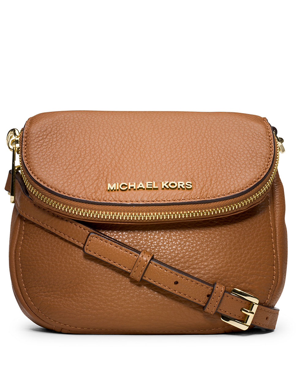 Michael Michael Kors Bedford Leather Flap Crossbody Bag in Brown | Lyst