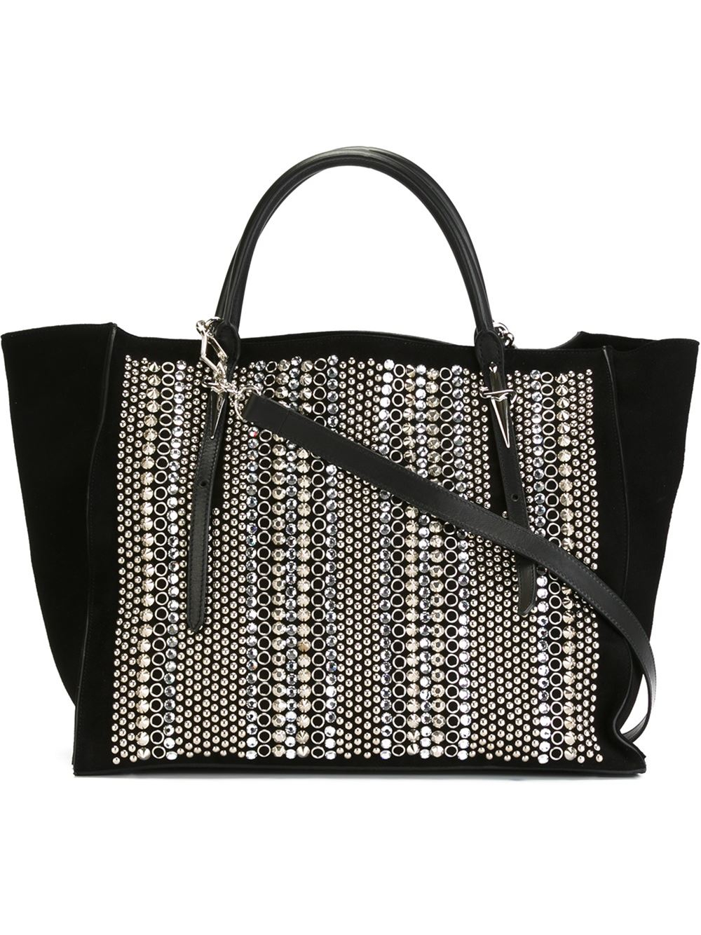 Lyst Cesare Paciotti Swarovski Crystal Embellished Tote In Black Gallery