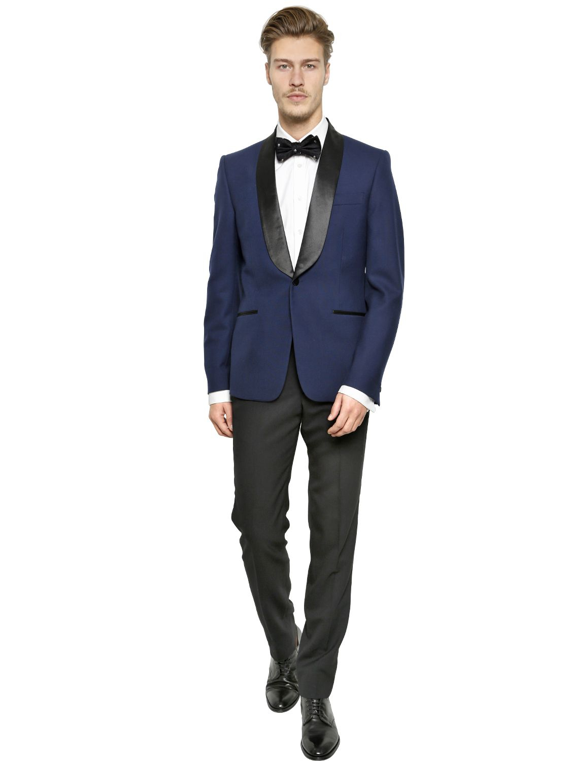 Lyst - Alexander Mcqueen Shawl Collar Wool Tuxedo Jacket in Blue for Men