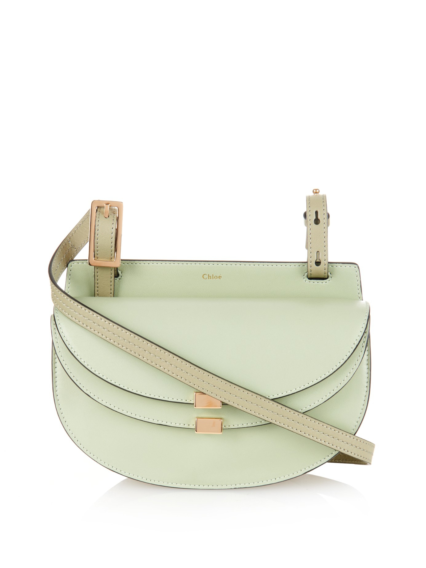 Chlo Georgia Mini Leather Cross-Body Bag in Green (LIGHT GREEN ...