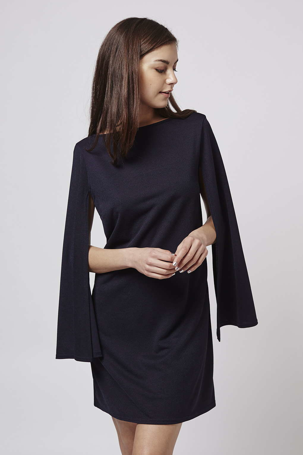 Topshop Cape Sleeve Shift Dress By Rare in Blue (NAVY BLUE) | Lyst