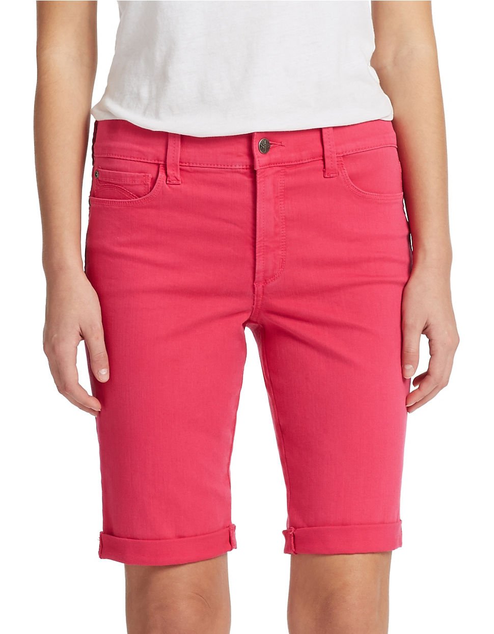 NYDJ Rollcuff Denim Bermuda Shorts in Red Lyst