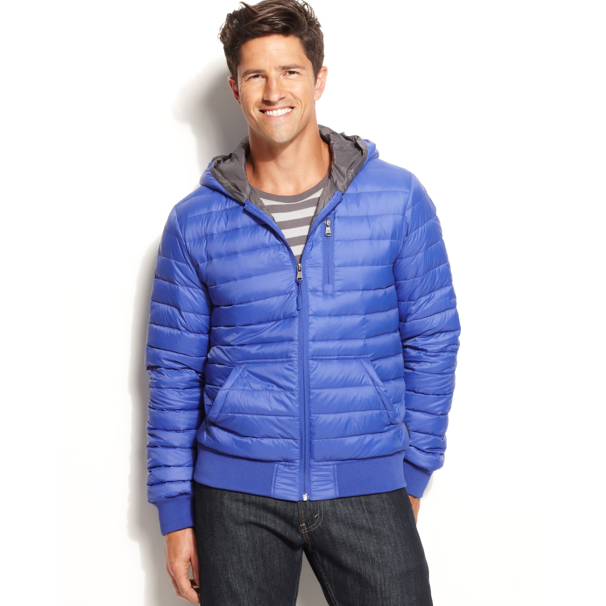 Lyst - Calvin Klein Hooded Packable Down Jacket in Blue for Men