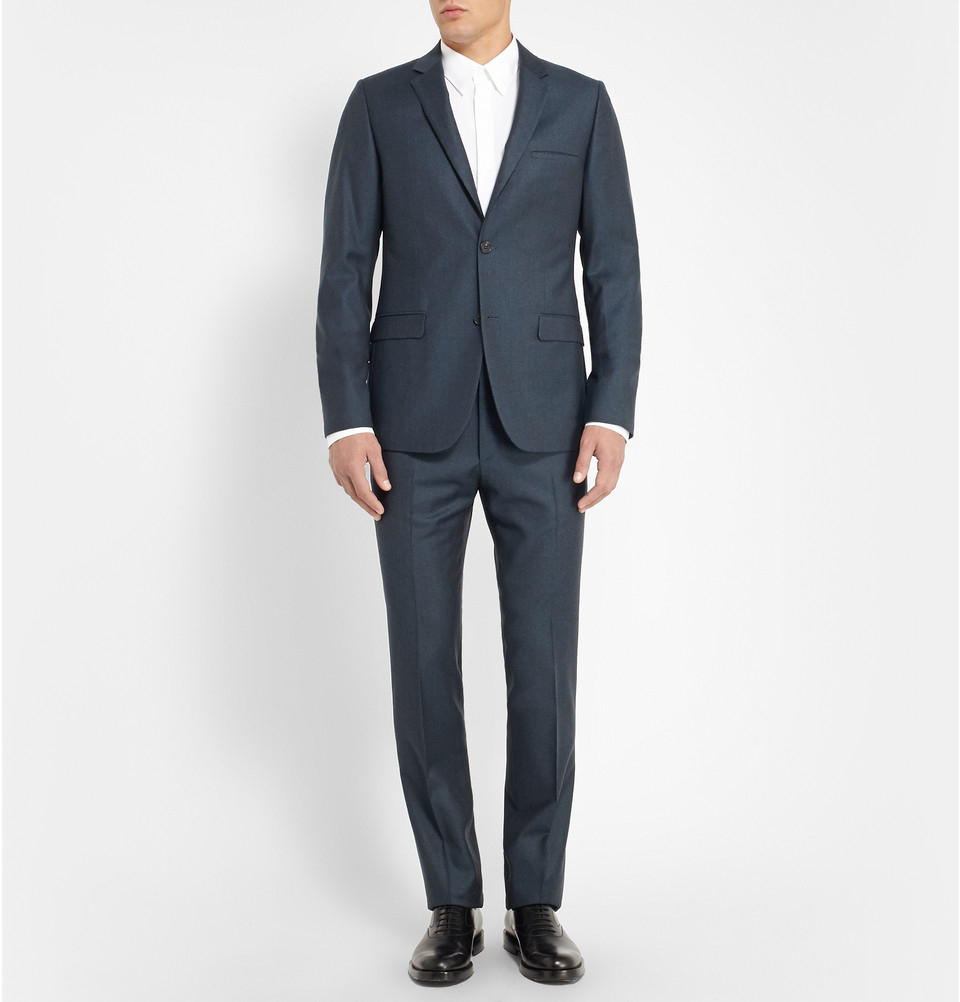 Calvin klein Navy Slim-Fit Wool-Flannel Suit in Blue for Men | Lyst