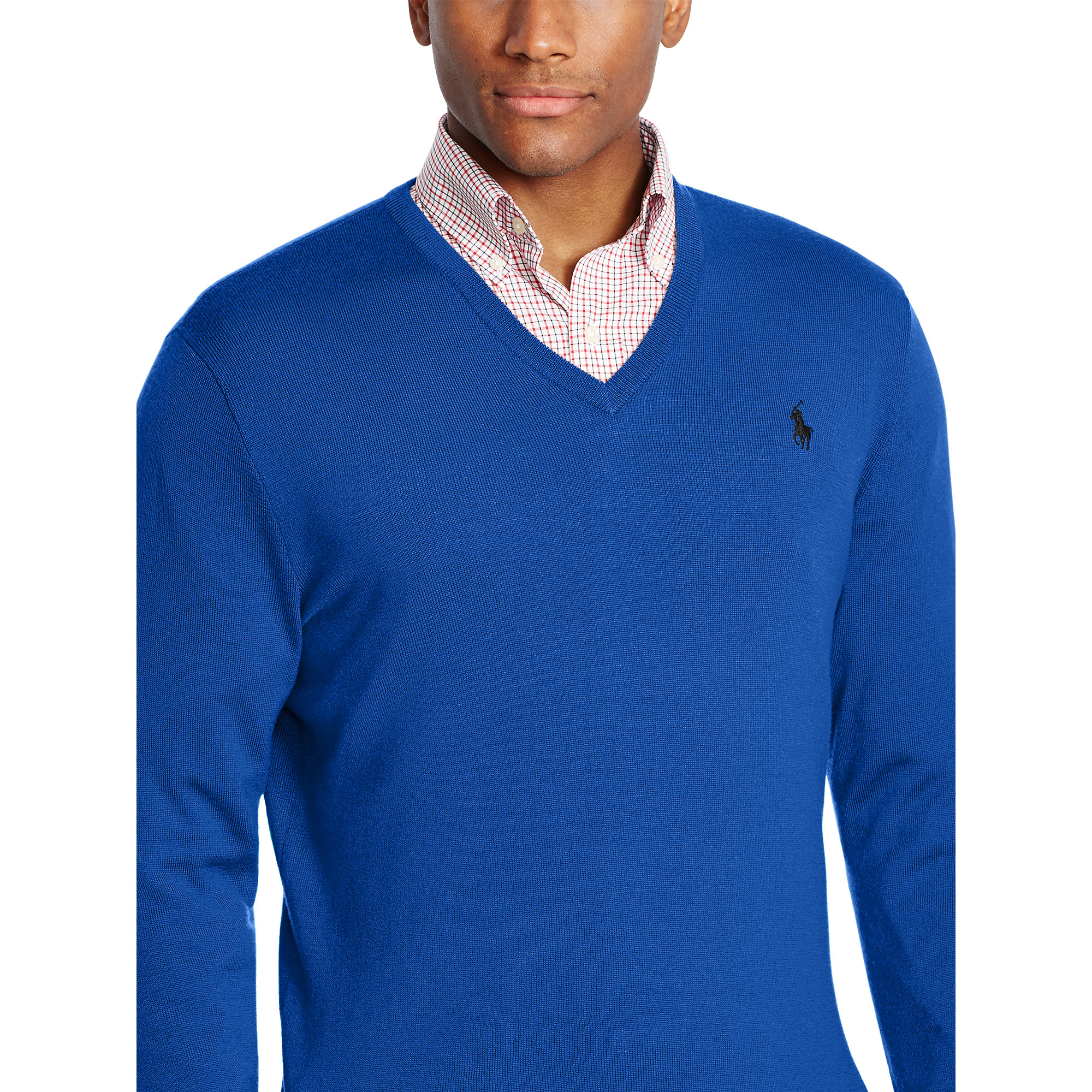 Ralph lauren Merino Wool V-neck Sweater in Blue for Men | Lyst