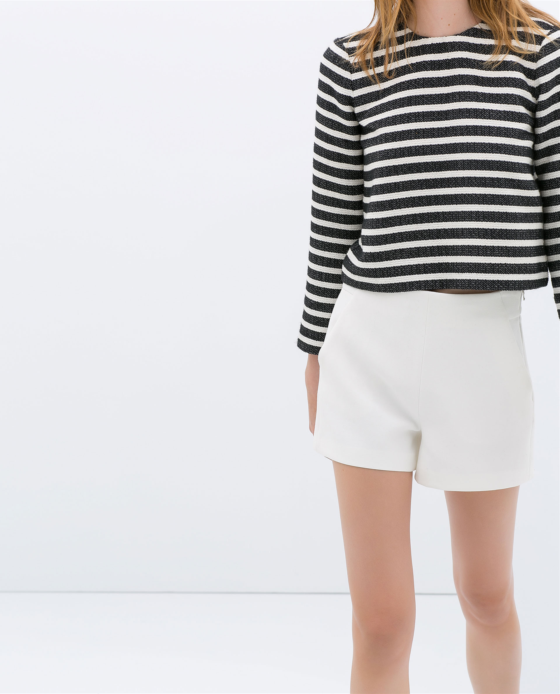 Zara High Waist Shorts in White | Lyst