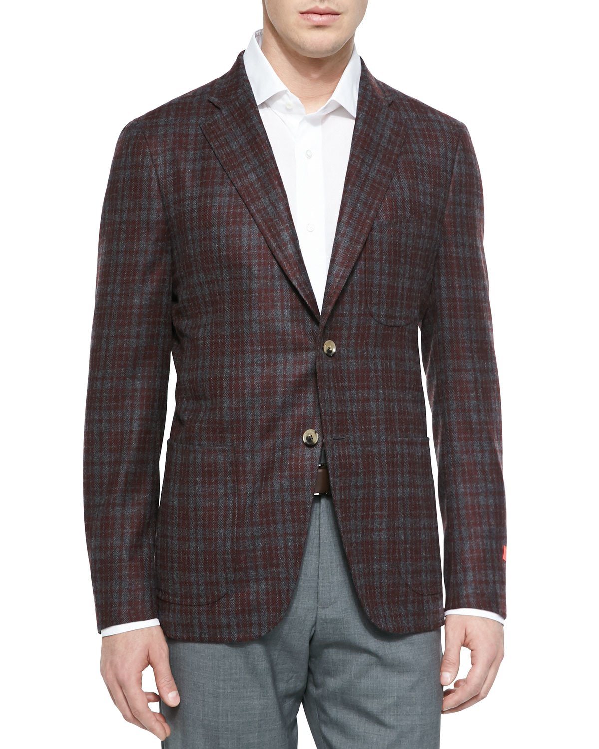 Lyst - Isaia Wool Plaid Sport Coat in Brown for Men