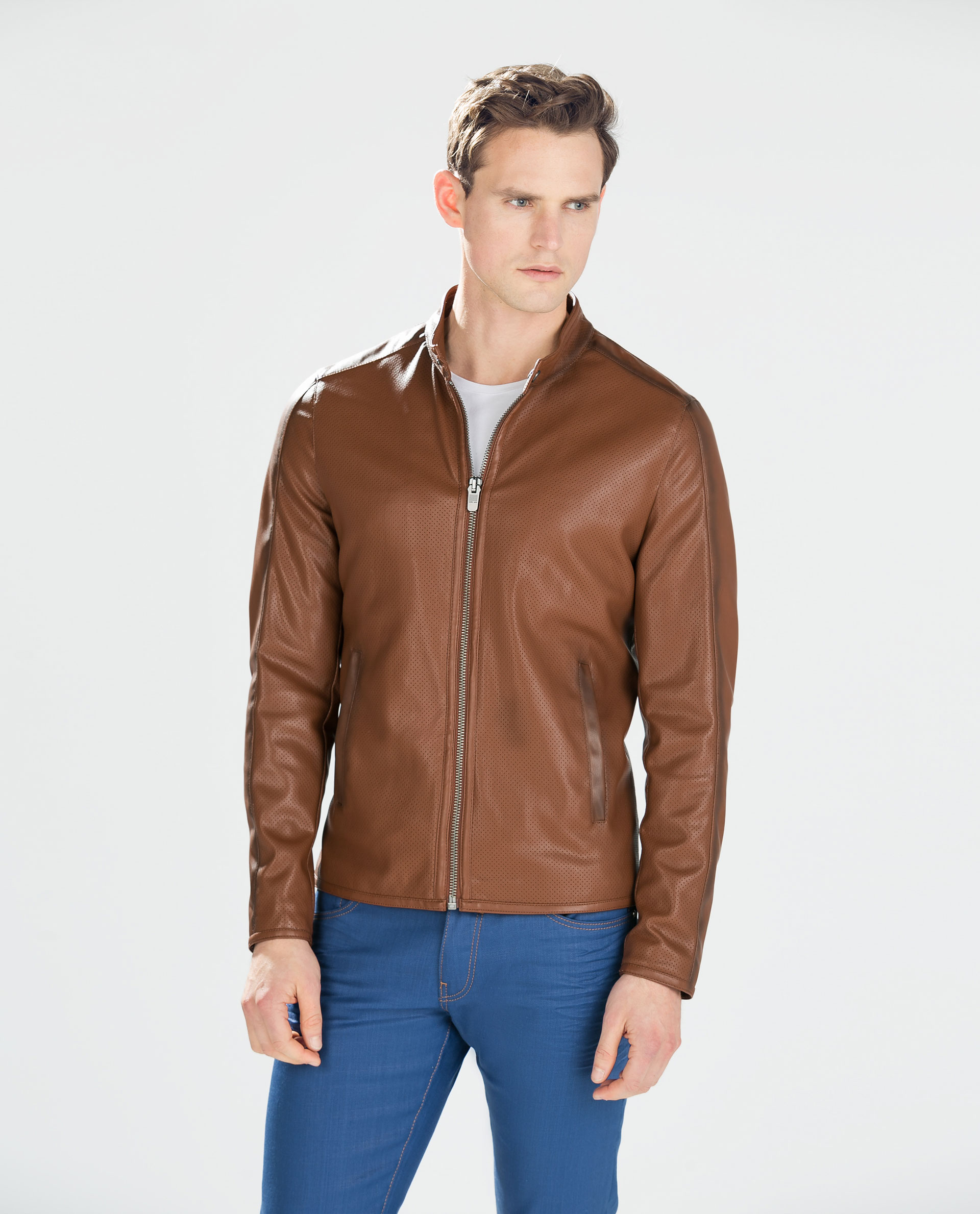 Brown Faux Leather Jacket Zara Cairoamani Com Perforated Faux Leather Jacket Zara Cairoamani Com