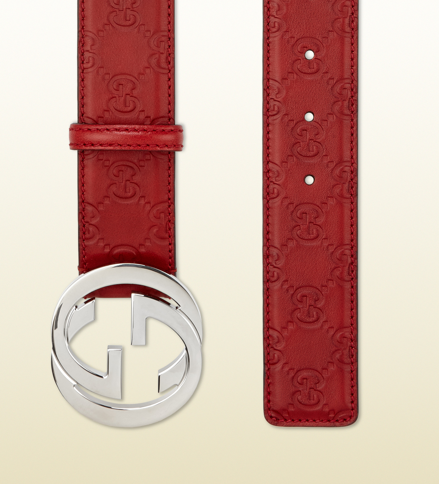 Lyst - Gucci Belt With Interlocking G Buckle in Red for Men