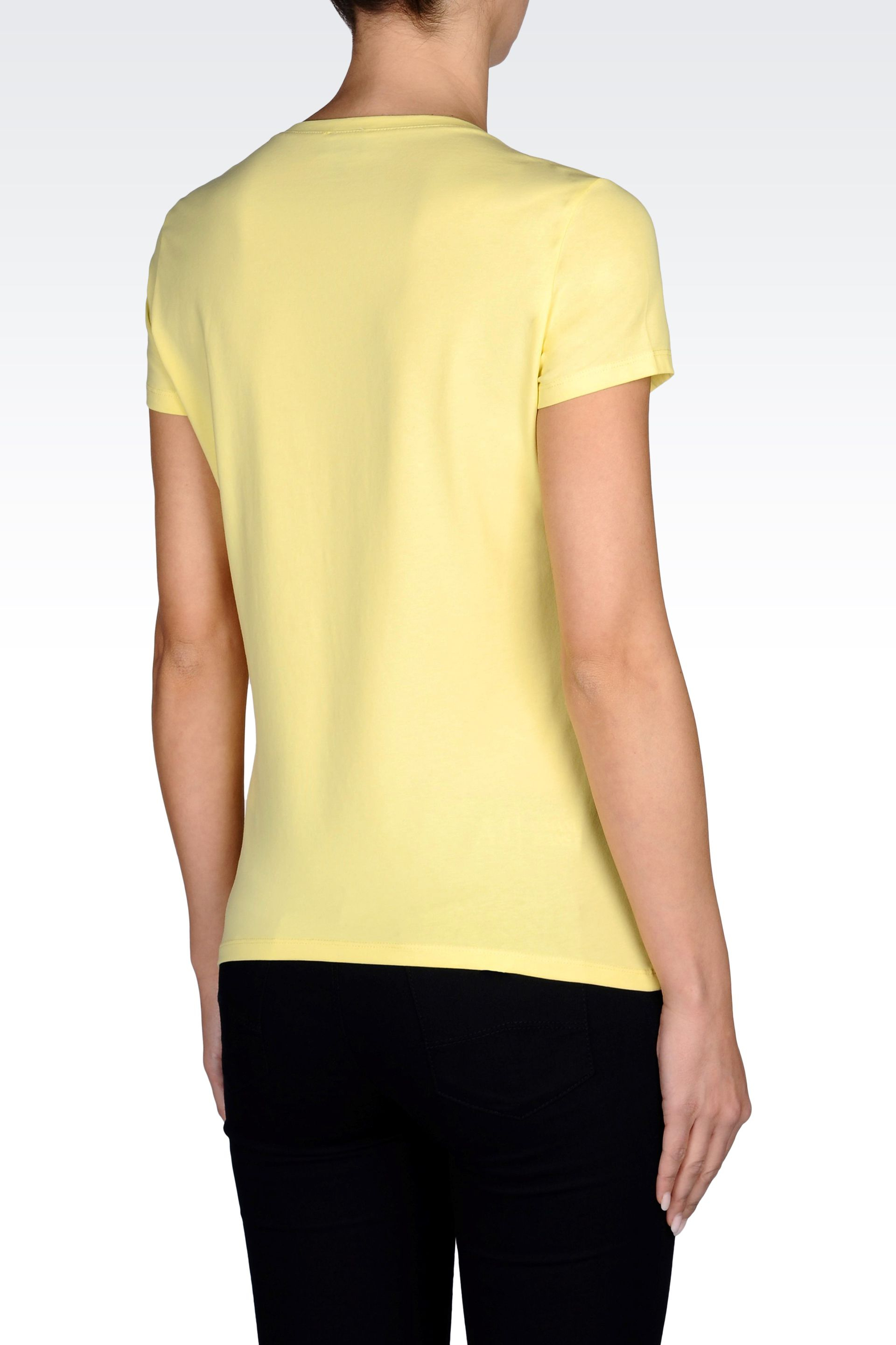 Lyst Armani Jeans T Shirt In Stretch Cotton Jersey In Yellow