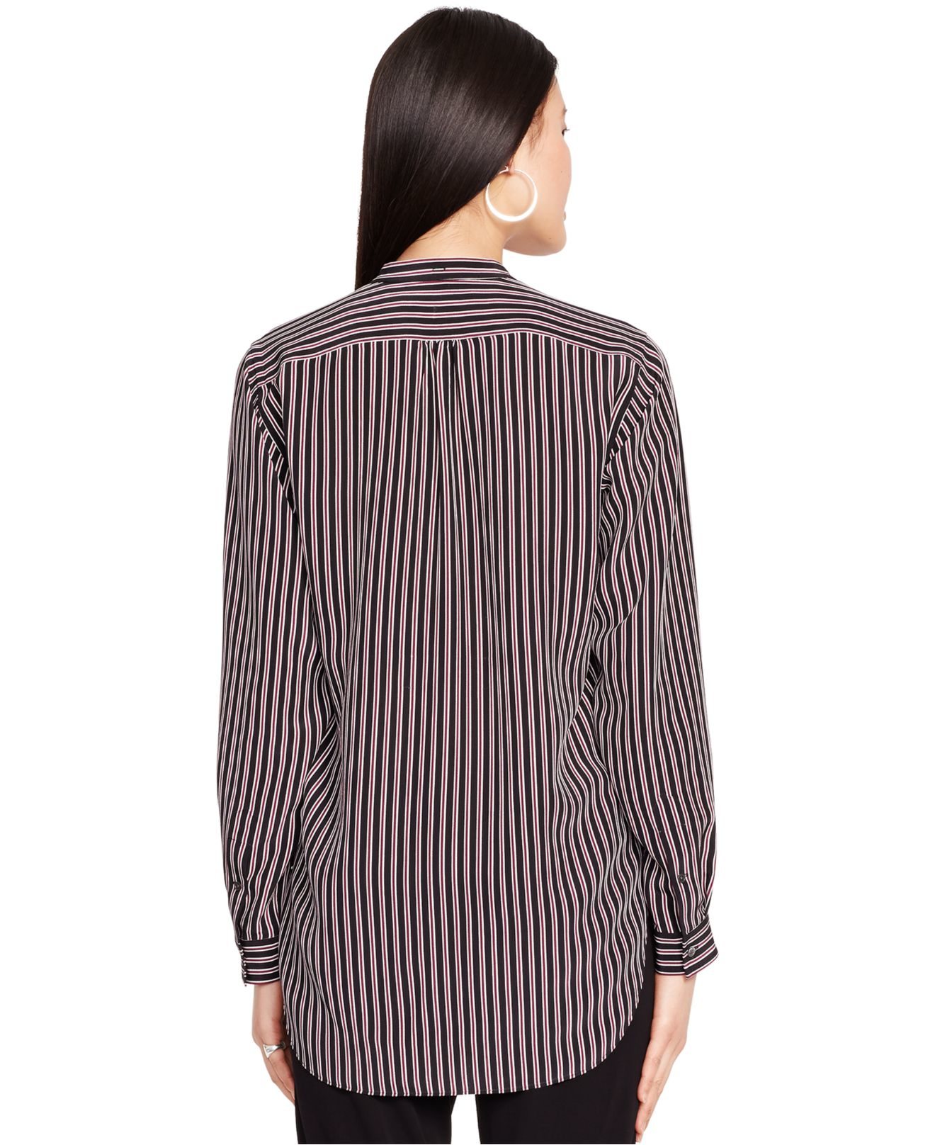 Polo ralph lauren Striped Silk Shirt in Black | Lyst