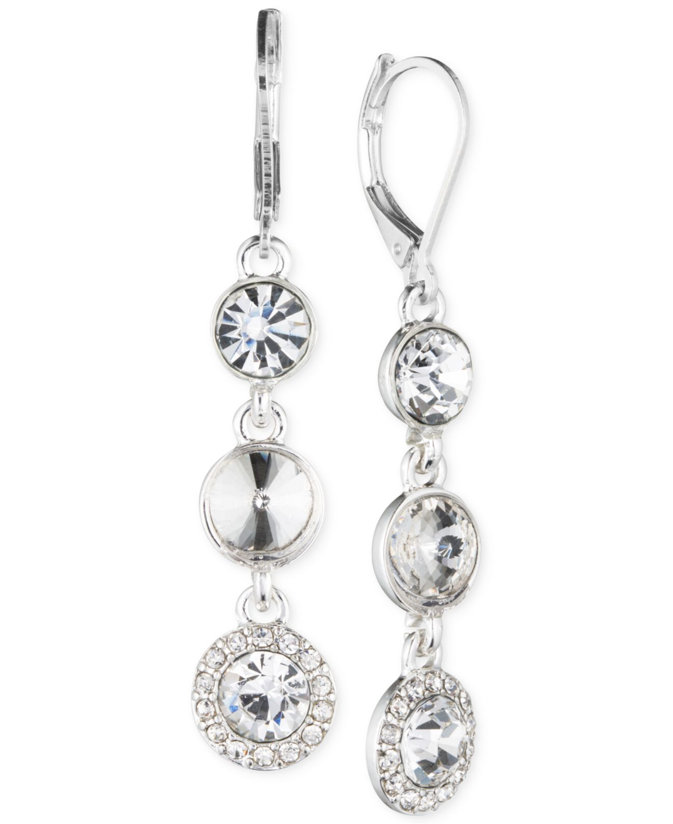 Lyst - Nine West Silver-tone Blue Stone And Crystal Drop Earrings in Blue