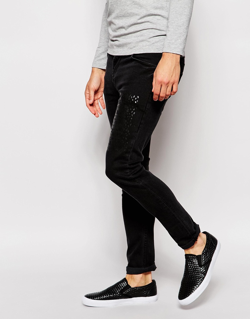 Download Lyst - Asos Super Skinny Jeans In Mock Croc Fabric in ...