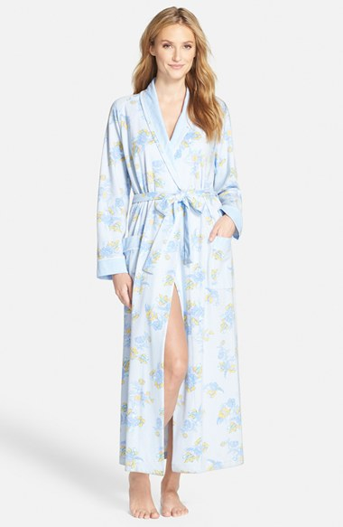 blue and white floral robe